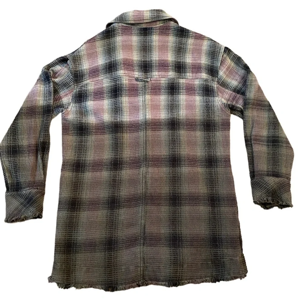 Free People Anneli Plaid Shirt Jacket - Spanish Olive Combo, S
